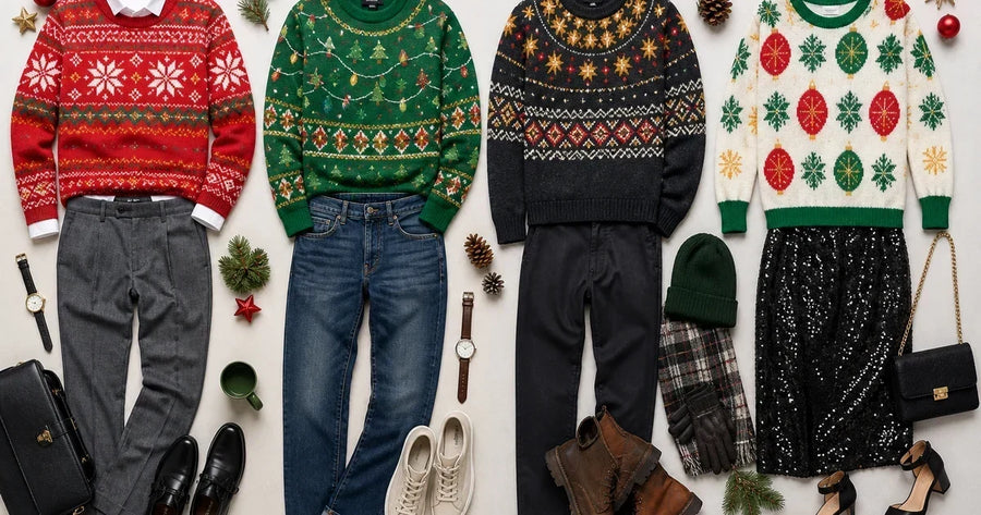 Editorial overview for ugly christmas sweater outfit ideas