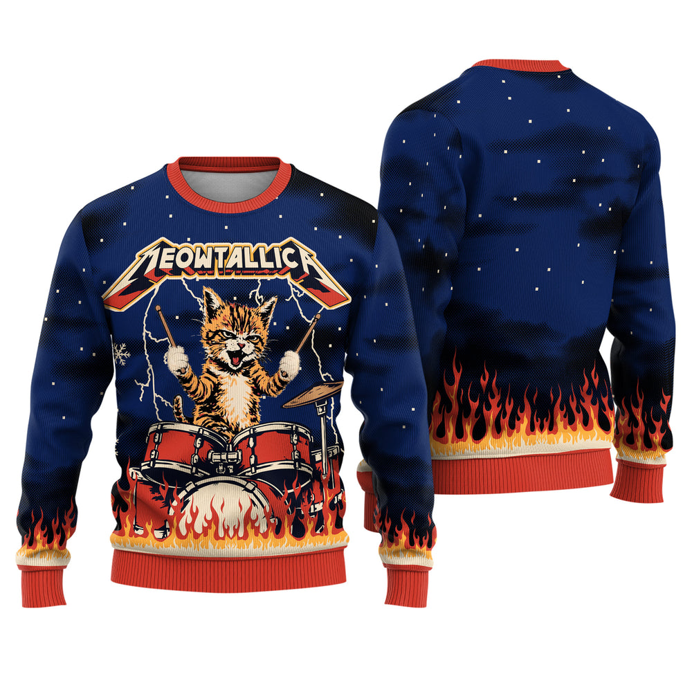 Meowtallica Ugly Christmas Sweater
