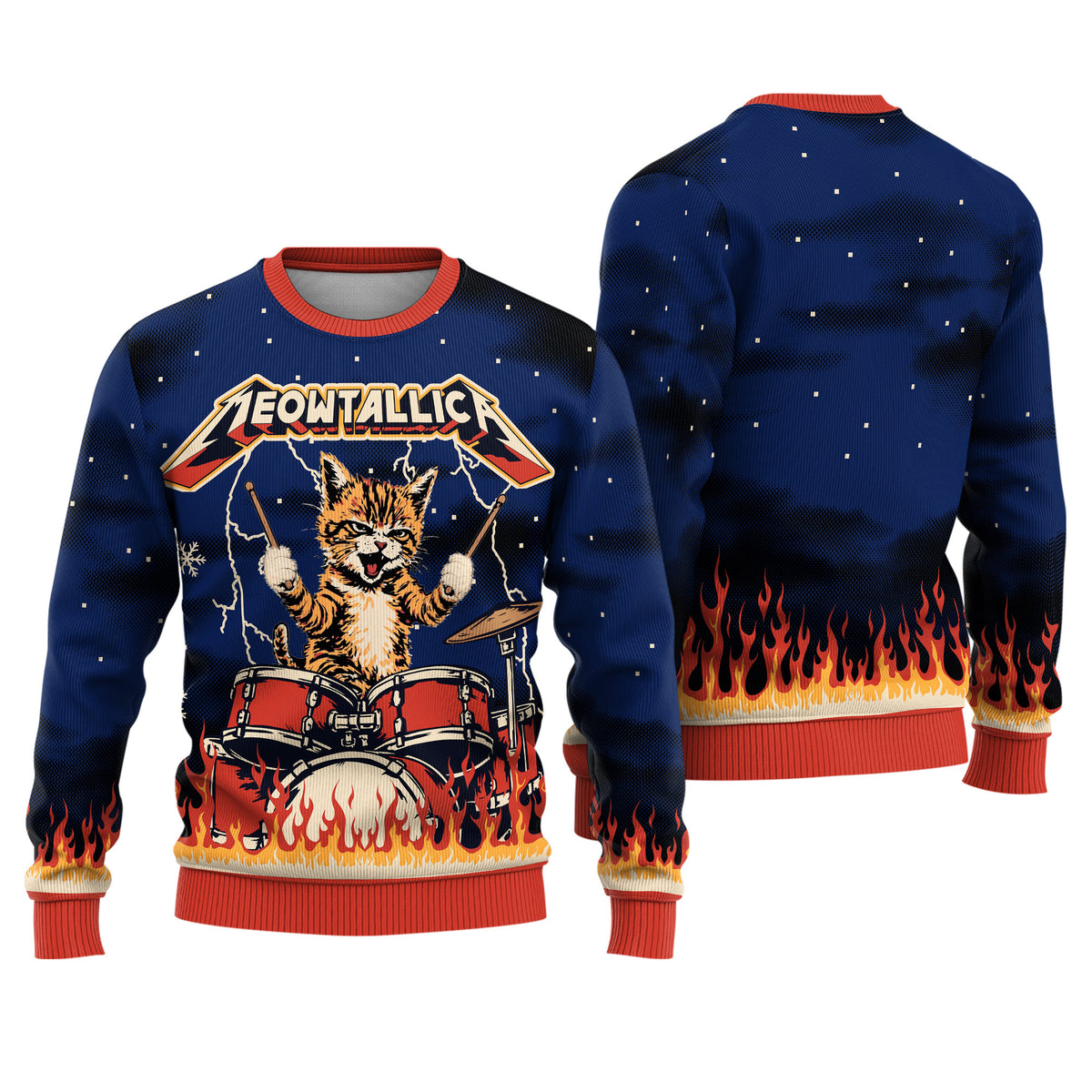Meowtallica Ugly Christmas Sweater