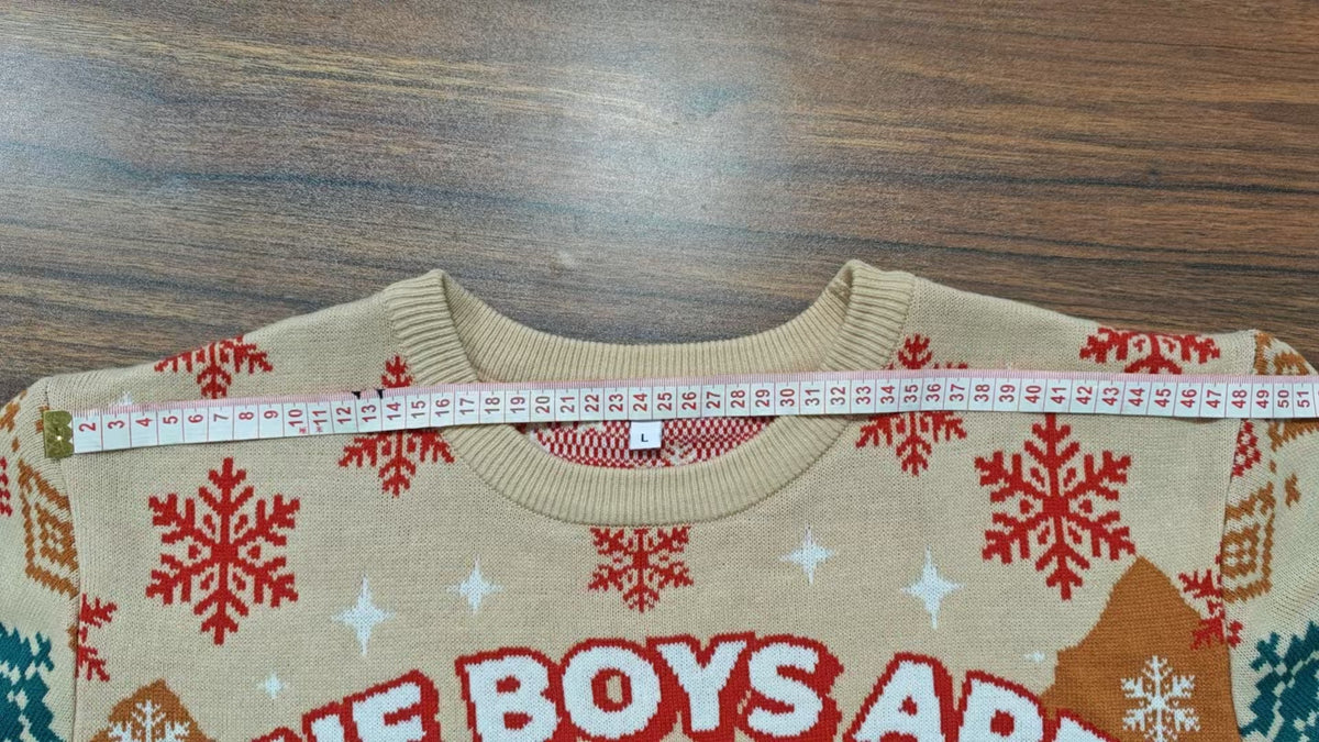The Boys Are Back in Town Ugly Christmas Sweater - Santa Jesus Sleigh Holiday Teal Knit Print