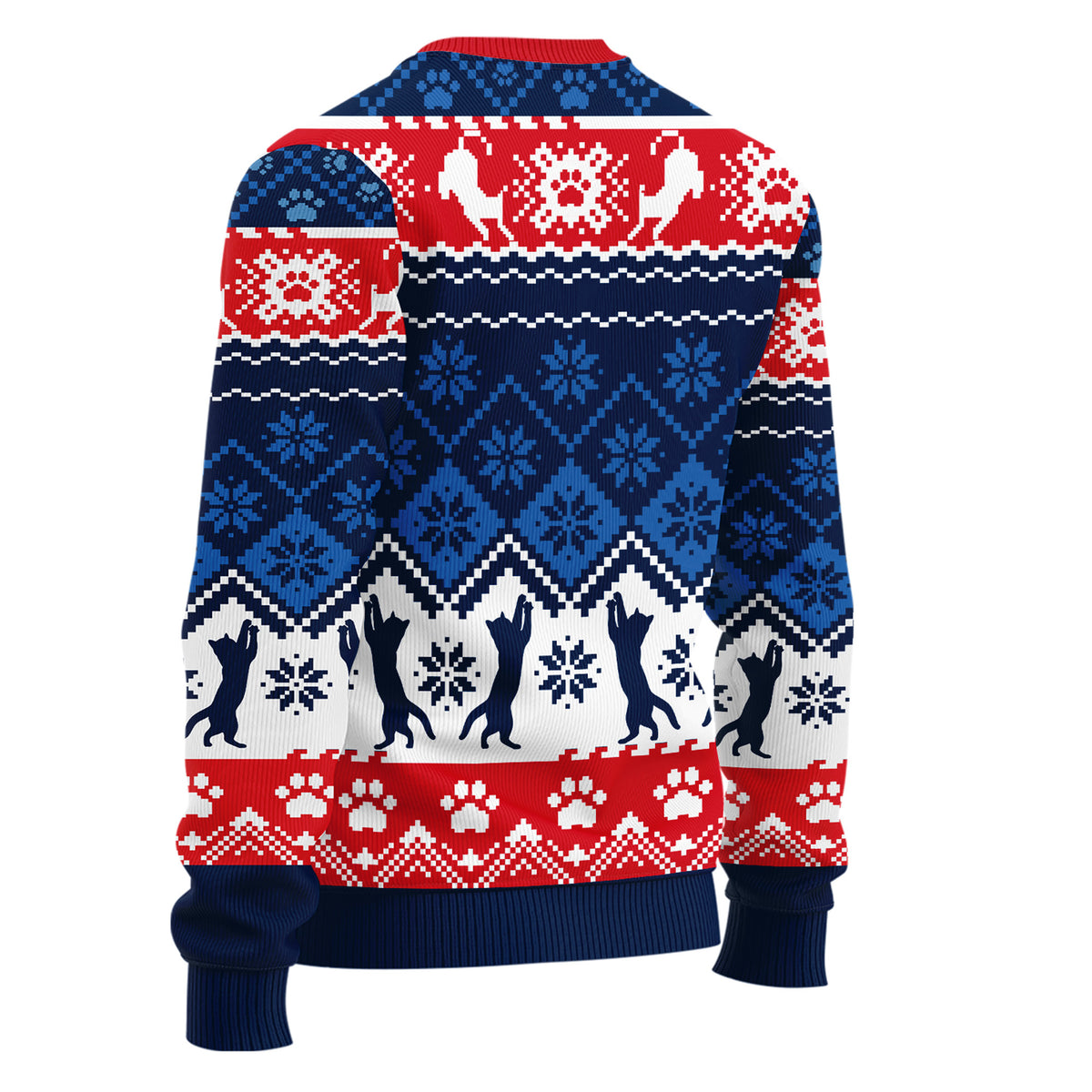 Funny Cat Christmas Lights Ugly Christmas Sweater - Funny Holiday Knit Print