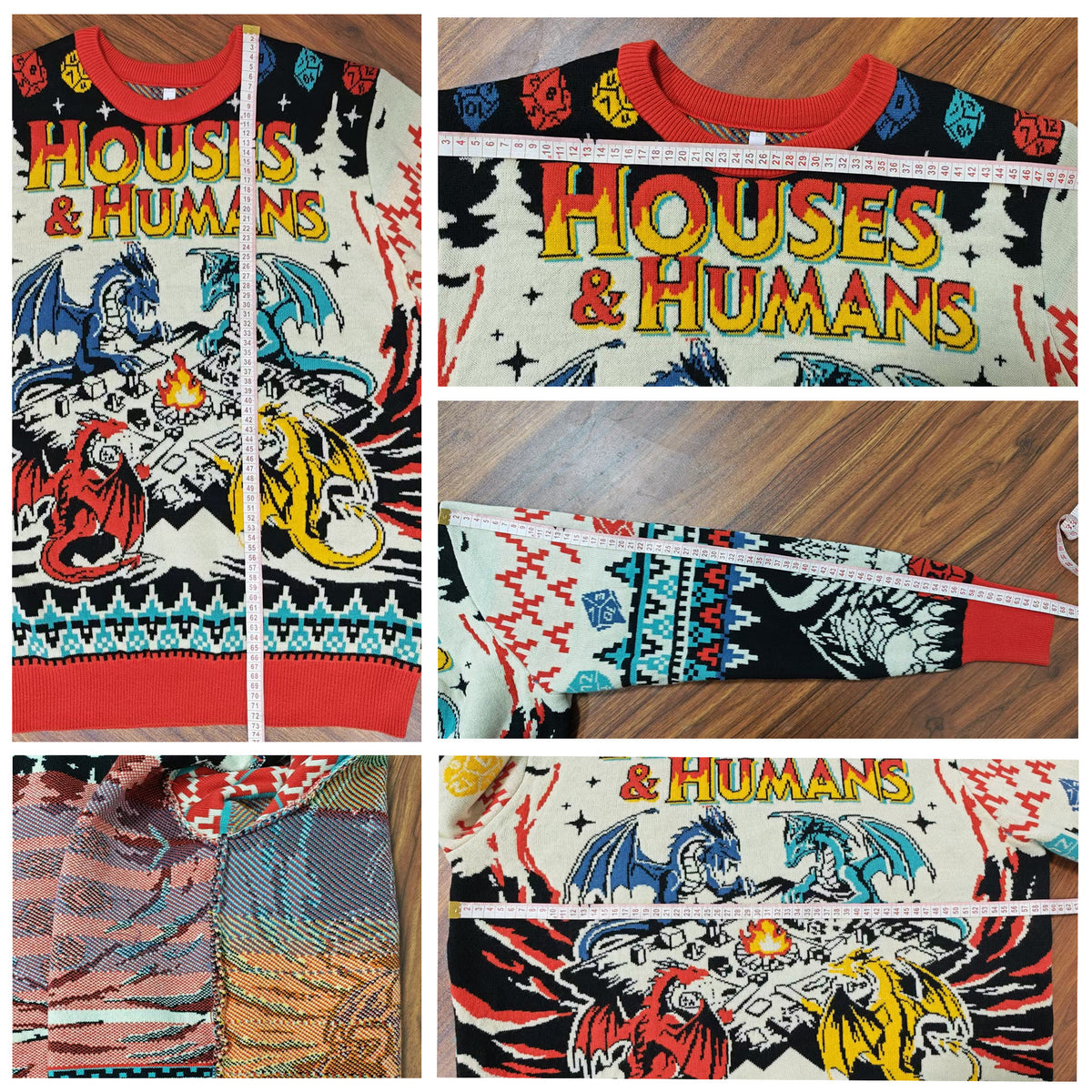 Houses & Humans Ugly Christmas Sweater - Dragon Tabletop RPG Gaming Knit Print