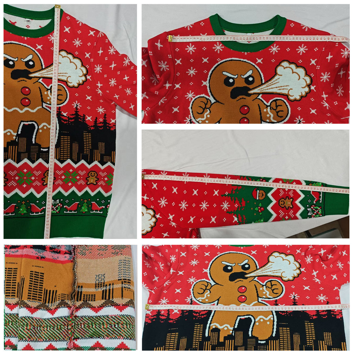 Angry Giant Gingerbread Man Ugly Christmas Sweater - Funny Holiday Knit Print