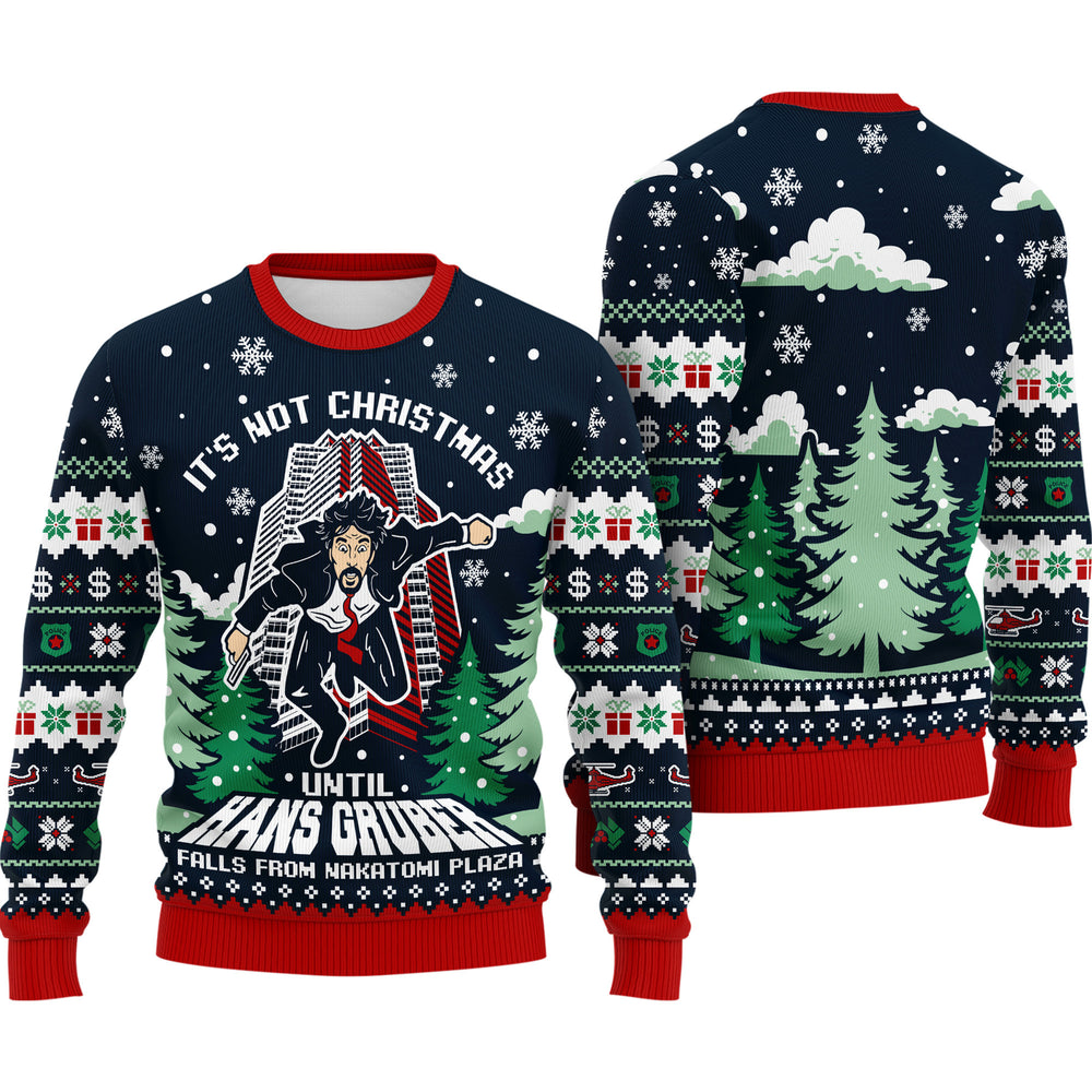 Nakatomi Plaza Ugly Christmas Sweater - Funny Hans Gruber Holiday Knit Print