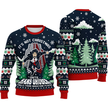 Nakatomi Plaza Ugly Christmas Sweater - Funny Hans Gruber Holiday Knit Print
