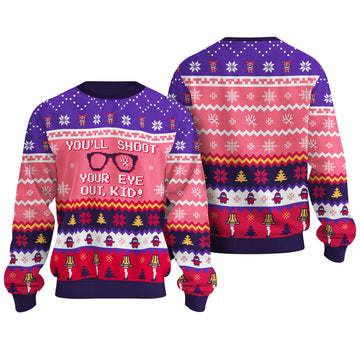 You Will Shoot Your Eye Out Kid Ugly Christmas Sweater - Funny Movie Holiday Knit Print