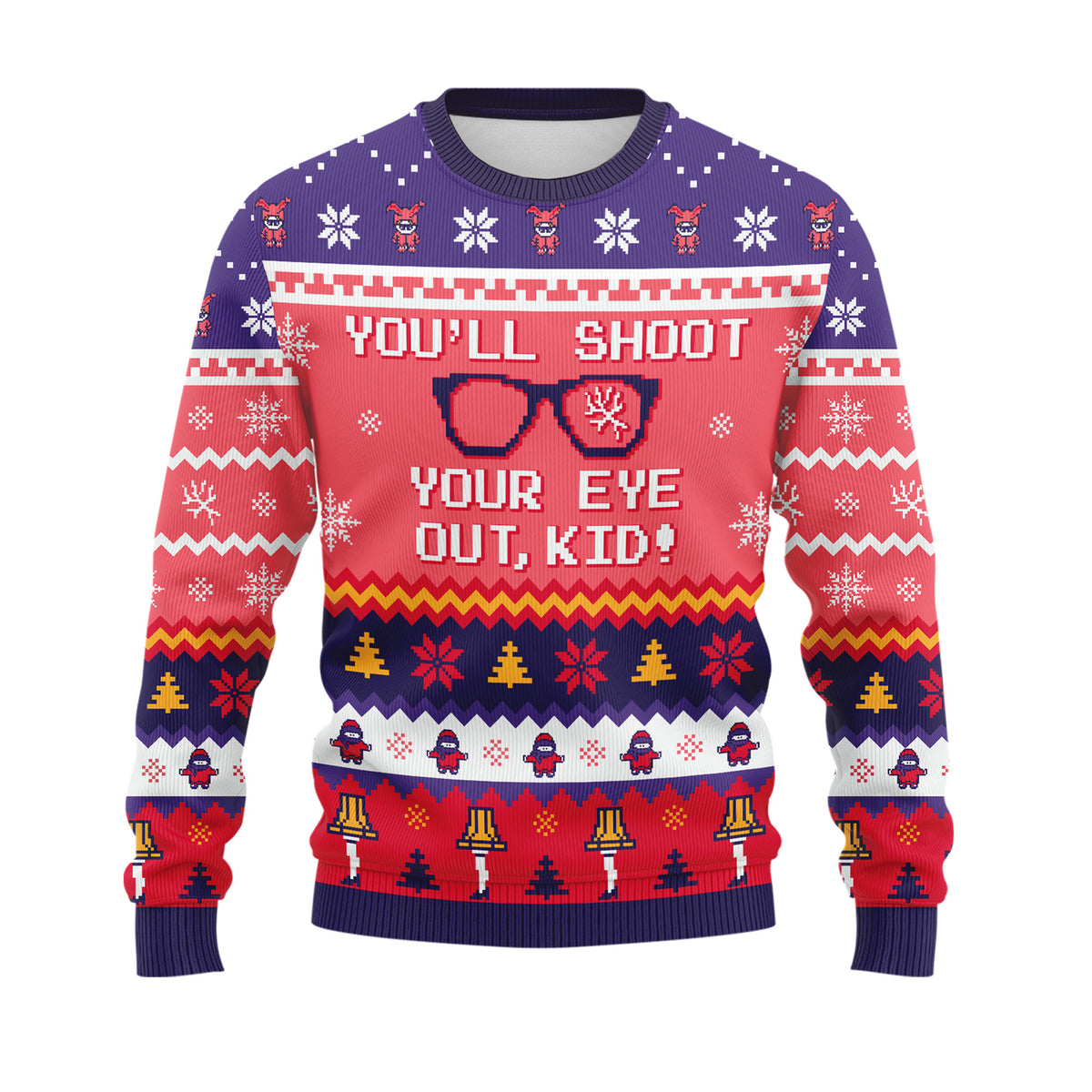 You Will Shoot Your Eye Out Kid Ugly Christmas Sweater - Funny Movie Holiday Knit Print