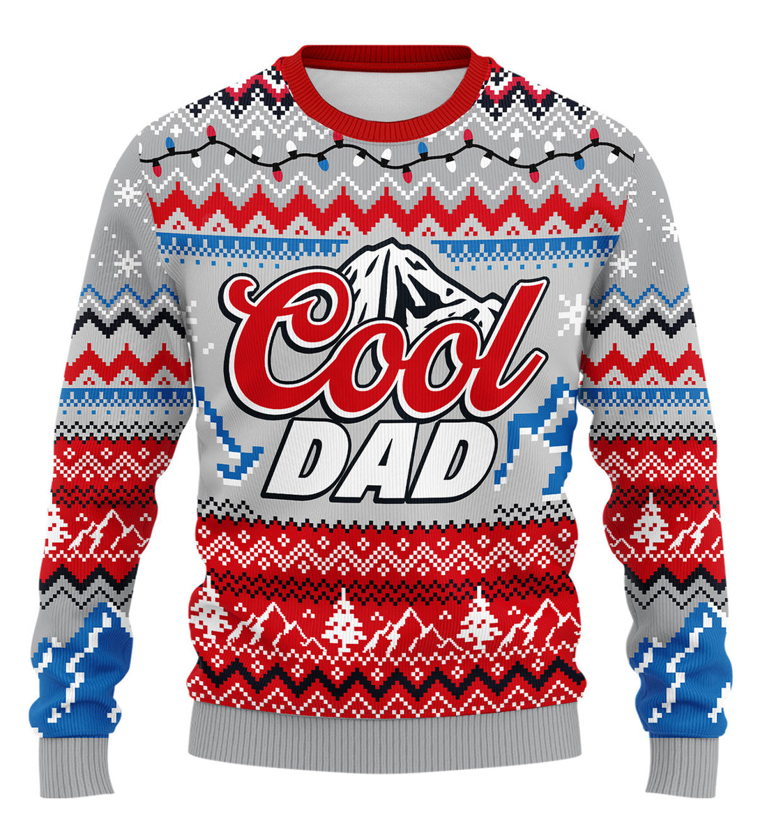 Cool Dad Ugly Christmas Sweater - Christmas Mountain Holiday Knit Print