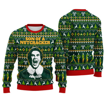 Son of a Nutcracker Buddy Elf Ugly Christmas Sweater - Funny Holiday Knit Print