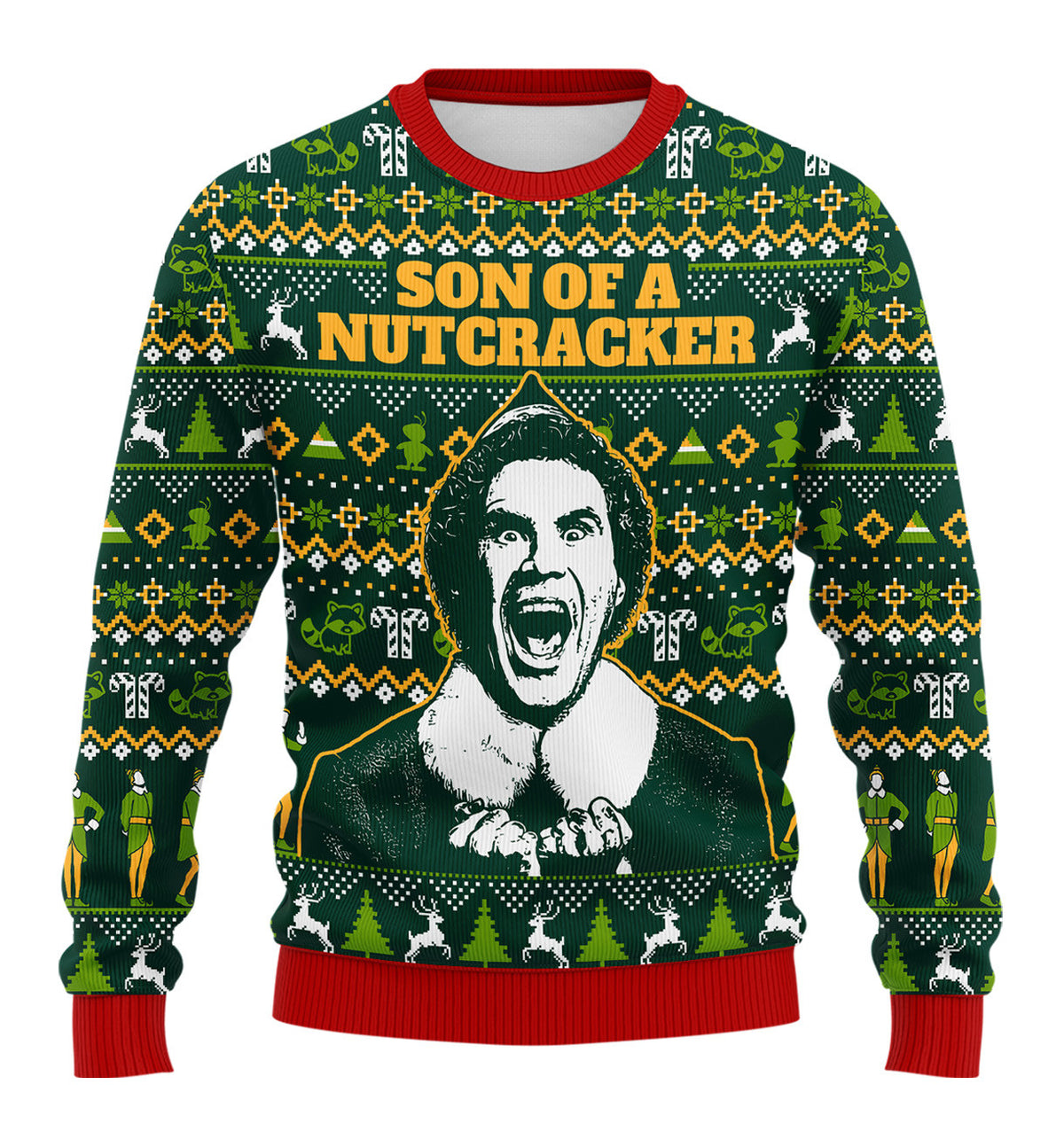 Son of a Nutcracker Buddy Elf Ugly Christmas Sweater - Funny Holiday Knit Print