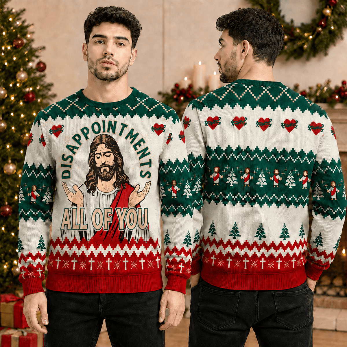 Disappointments All Of You Jesus Ugly Christmas Sweater - Funny Holiday Knit Print