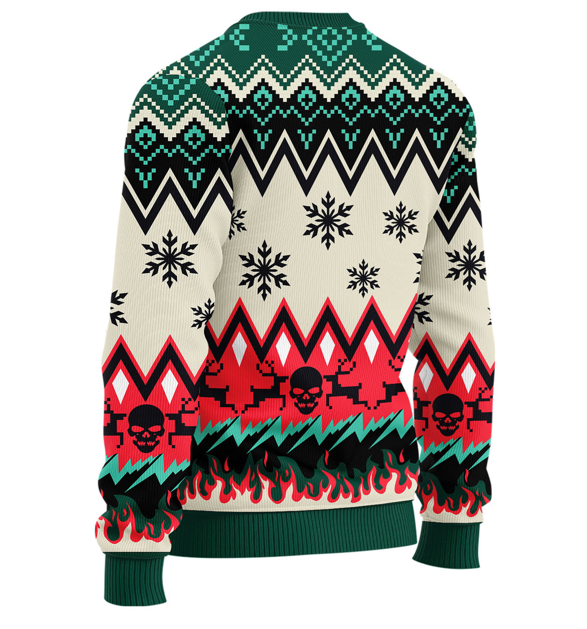 Should I Sleigh Rocker Santa Ugly Christmas Sweater - Punk Rock Holiday Knit Print