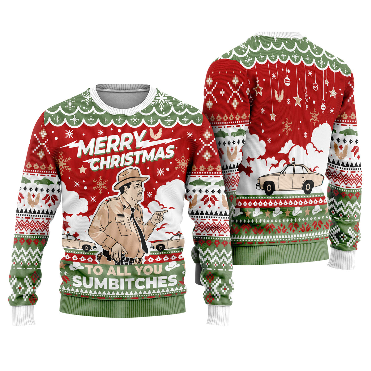 To All You Sumbitches Ugly Christmas Sweater - Funny Smokey and the Bandit Holiday Knit Print