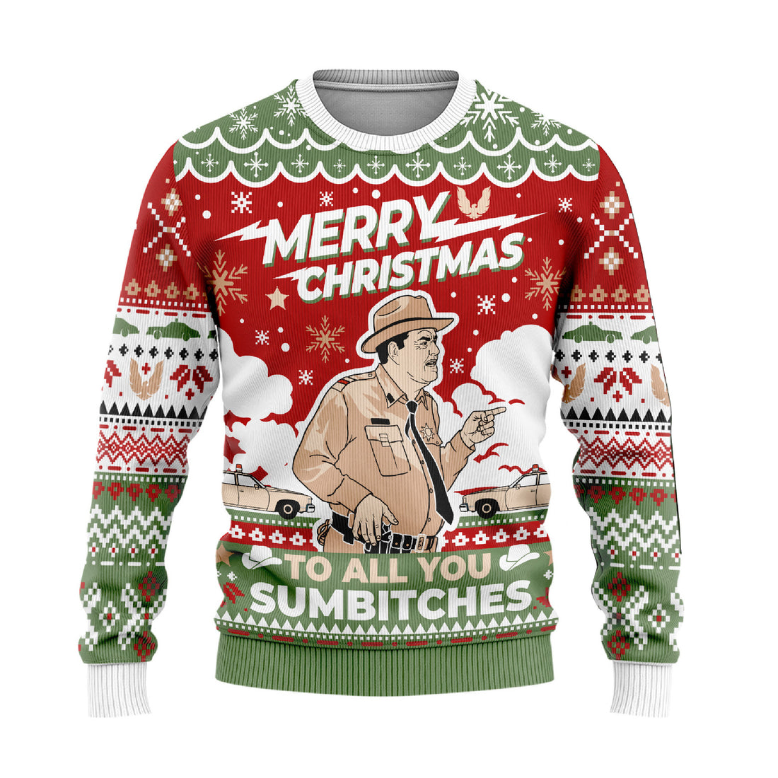 To All You Sumbitches Ugly Christmas Sweater - Funny Smokey and the Bandit Holiday Knit Print