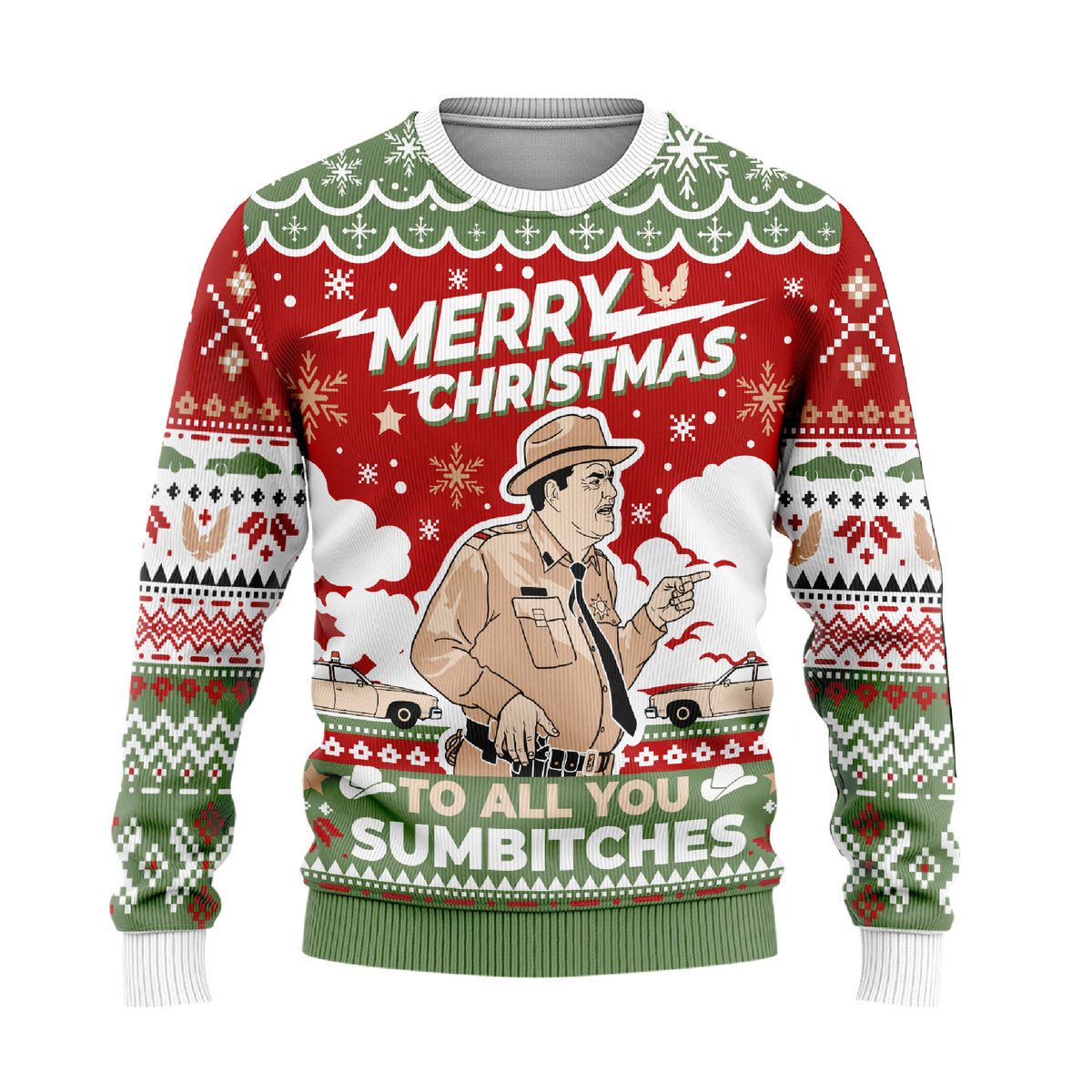 To All You Sumbitches Ugly Christmas Sweater - Funny Smokey and the Bandit Holiday Knit Print