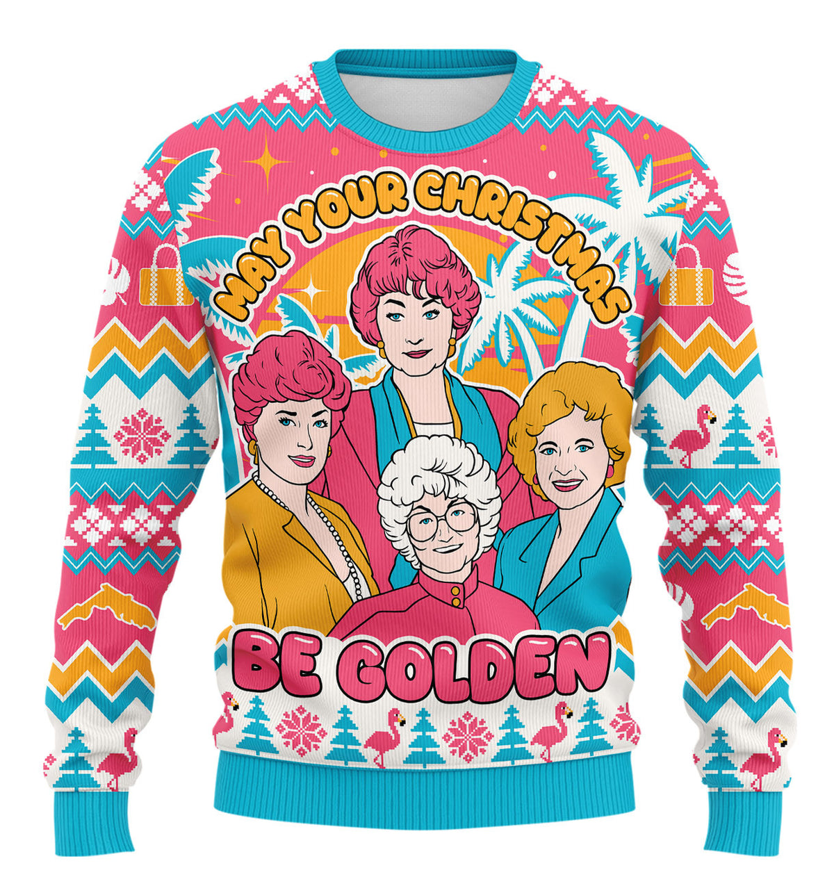 May Your Christmas Be Golden Ugly Christmas Sweater - Funny Holiday Knit Print
