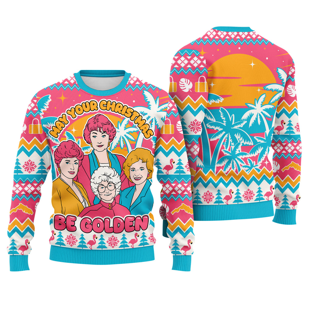 May Your Christmas Be Golden Ugly Christmas Sweater - Funny Holiday Knit Print