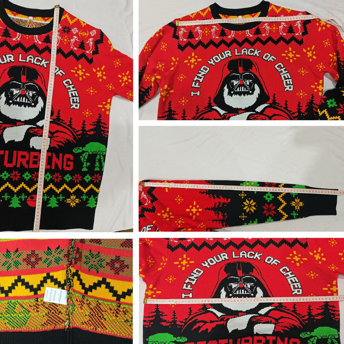 I Find Your Lack Of Cheer Disturbing Ugly Christmas Sweater - Santa Darth Vader Holiday Knit Print