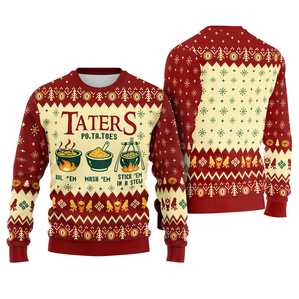 Taters Potatoes Ugly Christmas Sweater - Lord of the Rings Knit Print