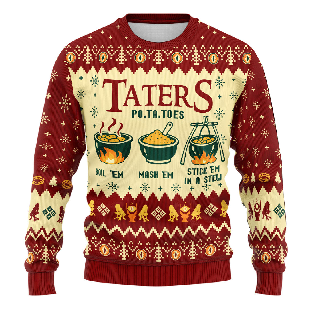 Taters Potatoes Ugly Christmas Sweater - Lord of the Rings Knit Print