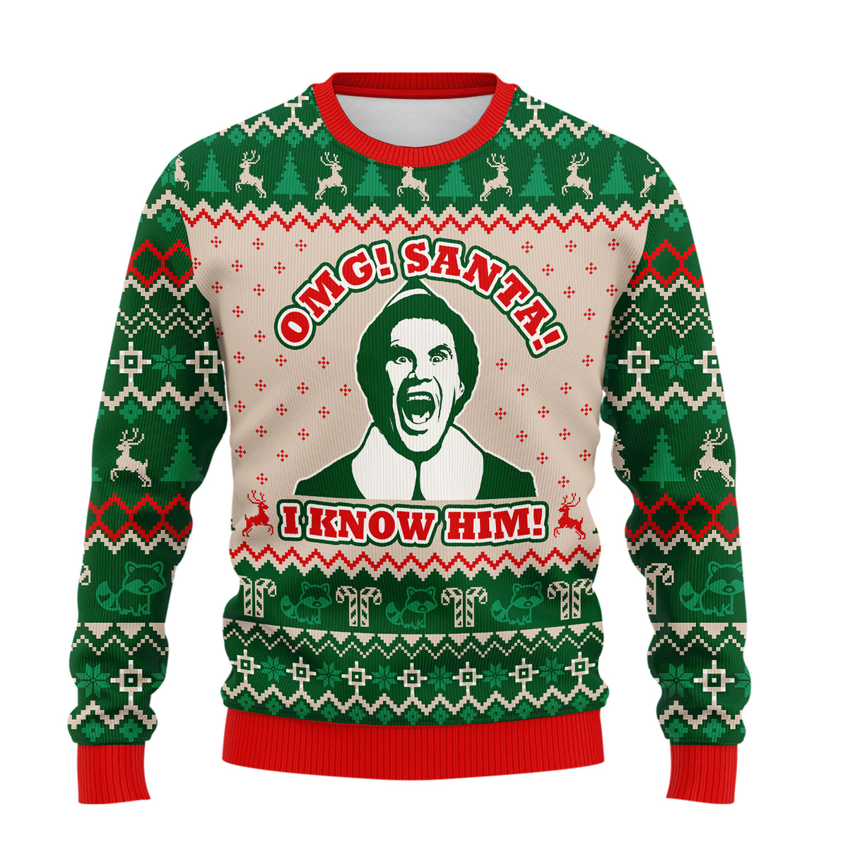 OMG Santa I Know Him Ugly Christmas Sweater - Funny Movie Holiday Knit Print