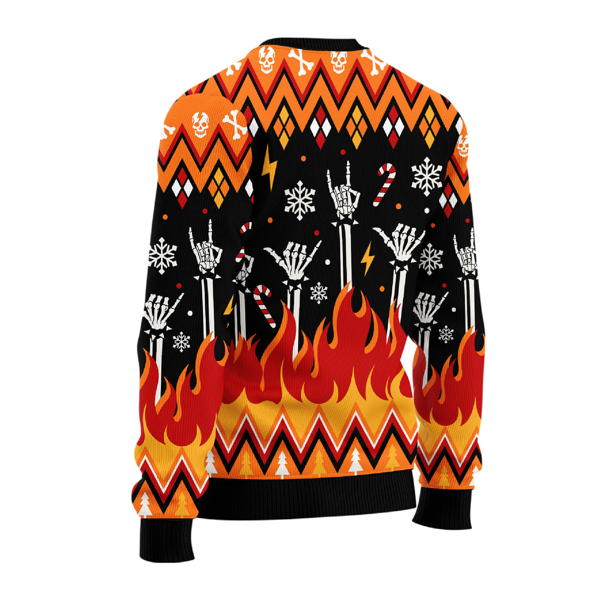 Sleigher Santa Ugly Christmas Sweater - Heavy Metal Rock Holiday Knit Print