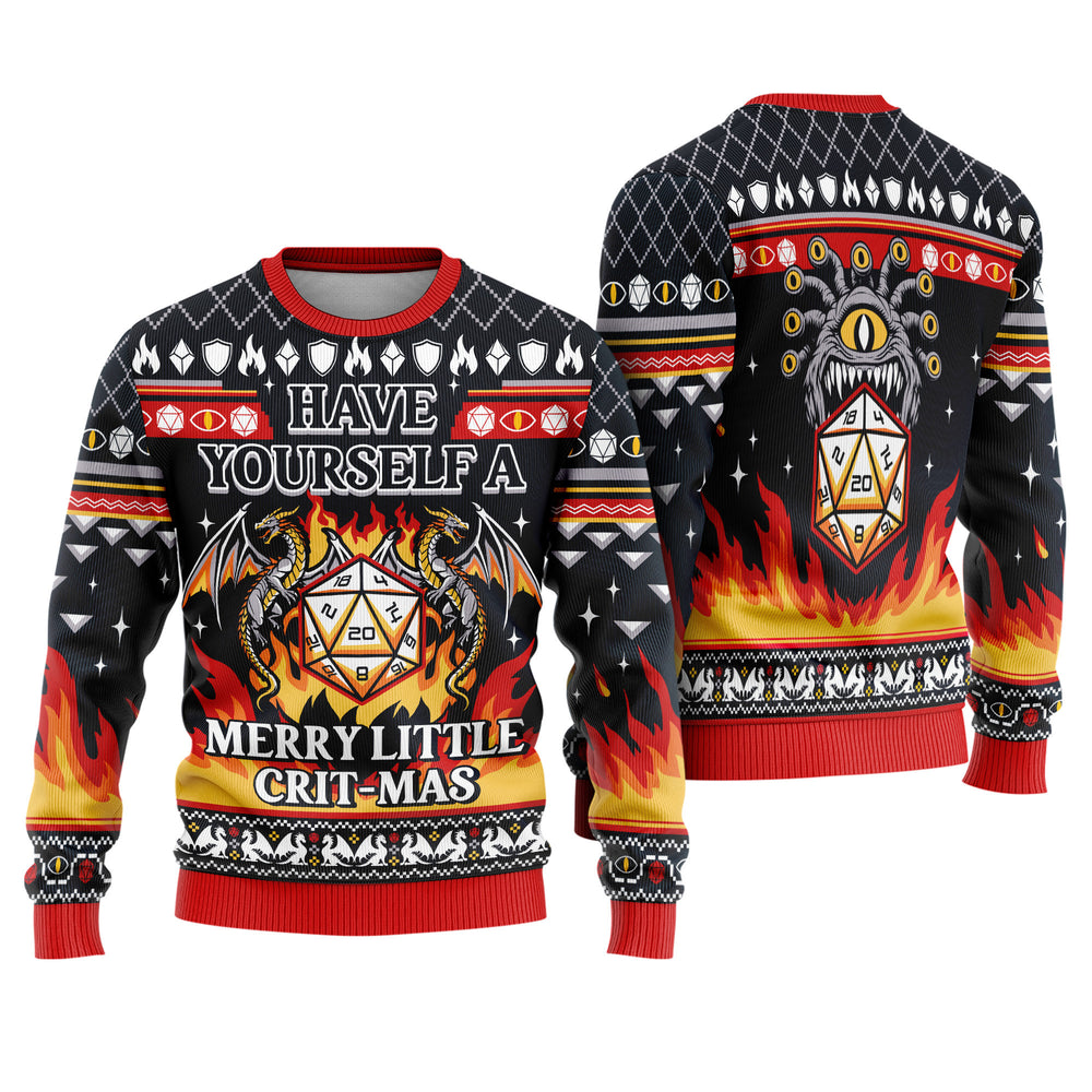 Dungeons and Dragons Ugly Christmas Sweater - Tabletop RPG Holiday Knit Print