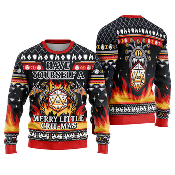 Dungeons and Dragons Ugly Christmas Sweater - Tabletop RPG Holiday Knit Print