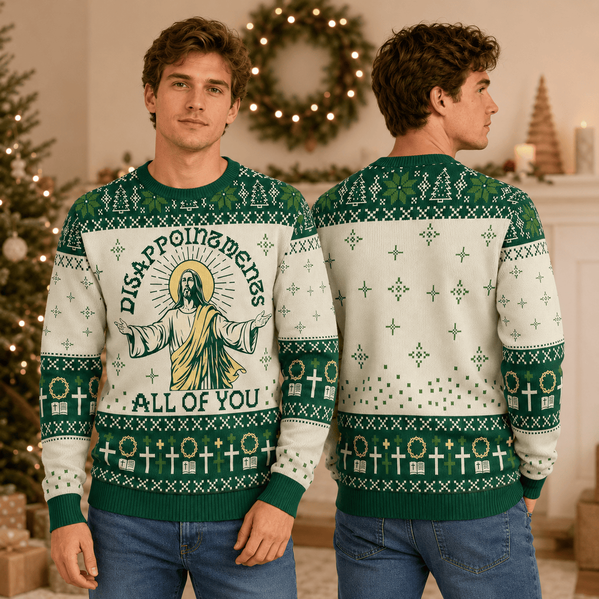 Disappointments All Of You Ugly Christmas Sweater - Funny Jesus Holiday Knit Print