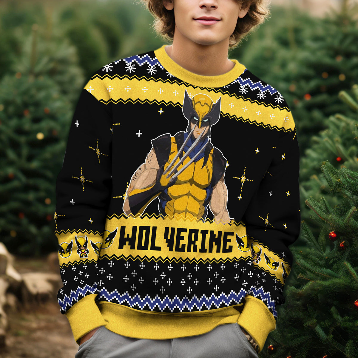 Wolverine Classic Comic Ugly Christmas Sweater - Mutant Superhero Holiday Knit Print