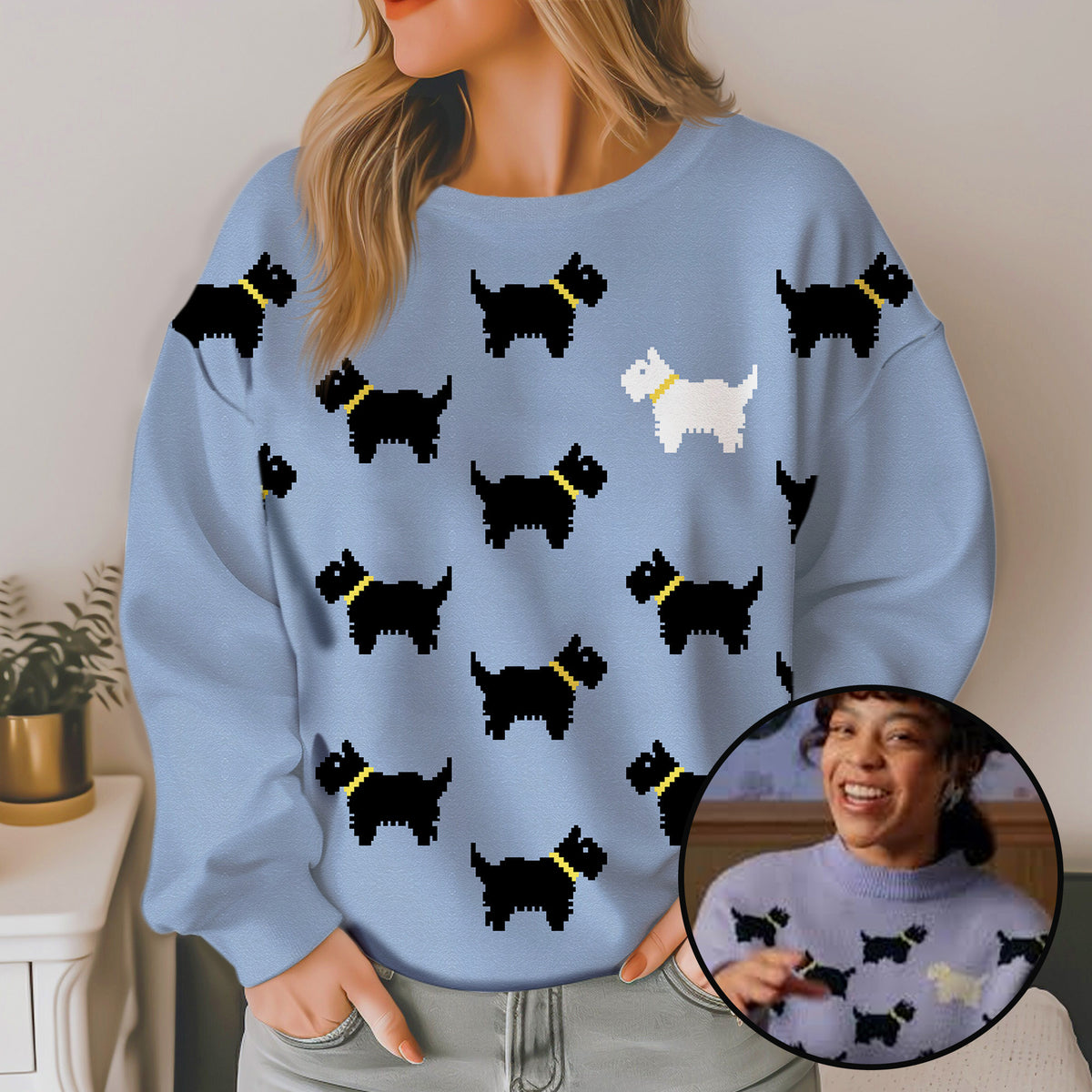 Erica Sinclair Dog Ugly Christmas Sweater - Stranger Things Season 5 Holiday Knit Print