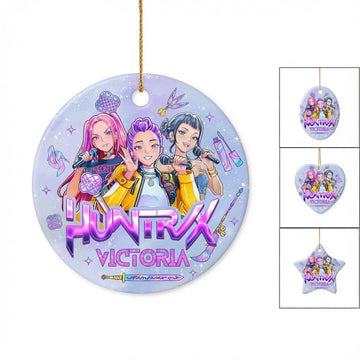Kpop Demon Hunters Christmas Ceramic Ornament - Huntrx Victoria Anime Group Print