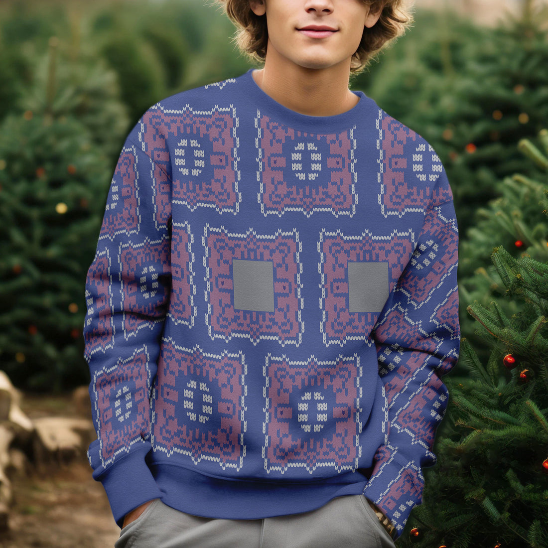 Mike Stranger Things Inspired Ugly Christmas Sweater - Retro Geometric Pattern Knit Print