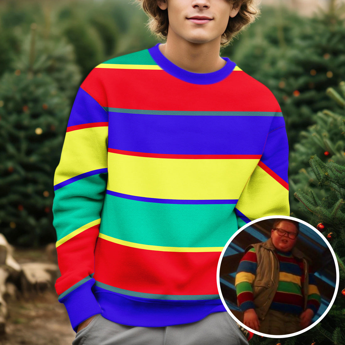 Derek Turnbow Striped Ugly Christmas Sweater - Stranger Things Season 5 Knit Print