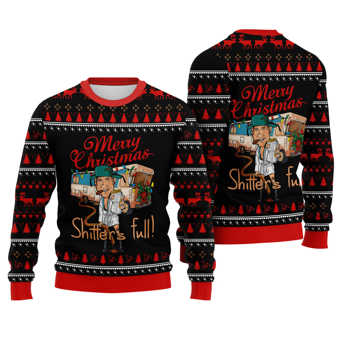 National Lampoon Vacation Ugly Christmas Sweater - Cousin Eddie Holiday Knit Print