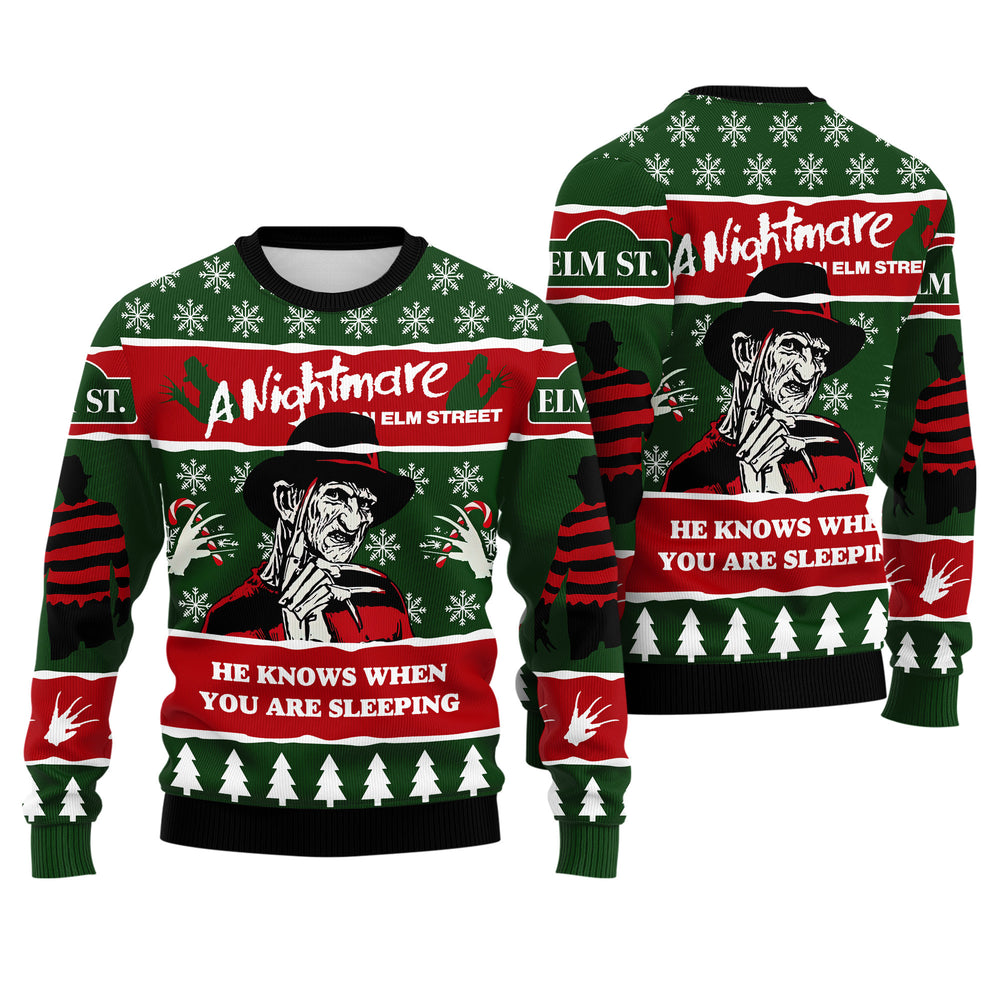 Freddy Krueger On Elm Street Ugly Christmas Sweater - A Nightmare Horror Knit Print