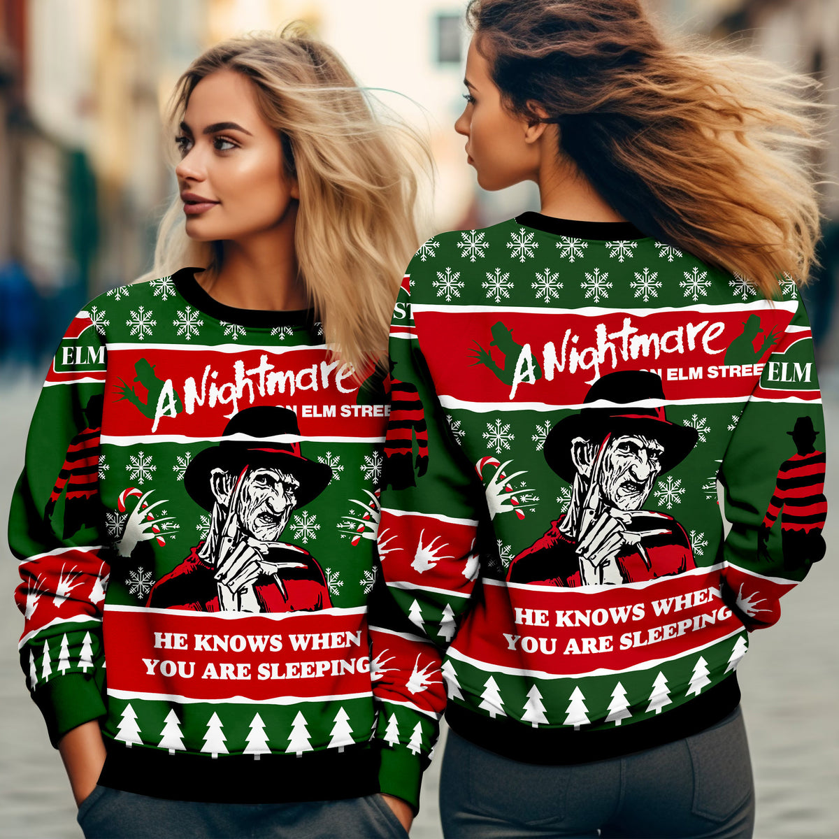 Freddy Krueger On Elm Street Ugly Christmas Sweater - A Nightmare Horror Knit Print