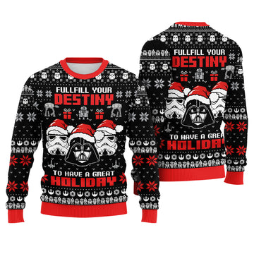 Darth Vader Stormtrooper Ugly Christmas Sweater - Star Wars Holiday Knit Print