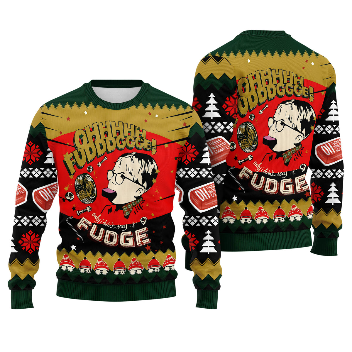 Oh Fudge Ugly Christmas Sweater - Funny Holiday Movie Knit Print