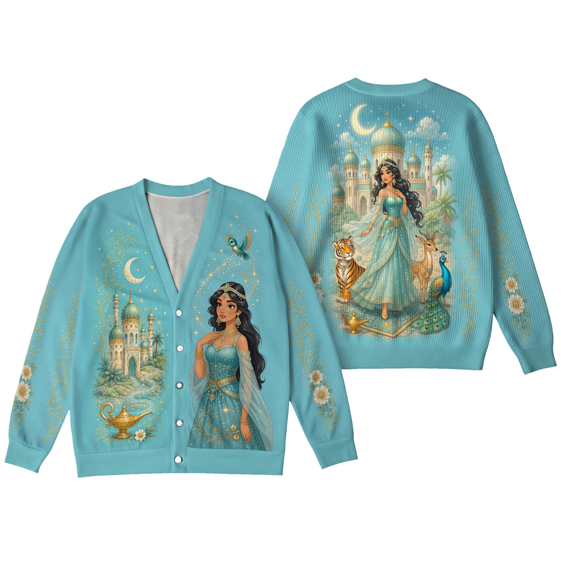 Disney Jasmine Princess Cardigan - Agrabah Palace Turquoise Fairytale Knit