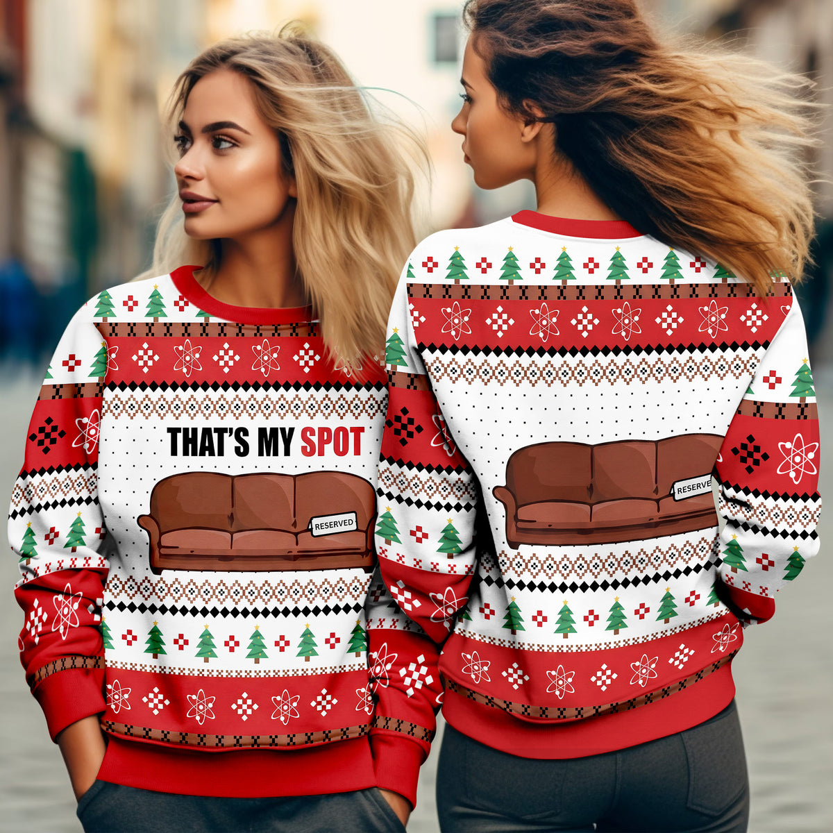 Sheldon Cooper That is My Spot Ugly Christmas Sweater - Funny The Big Bang Theory Knit Print