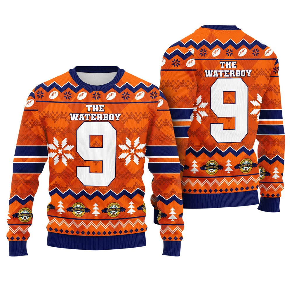 Bobby Boucher The Waterboy Ugly Christmas Sweater - Funny Number 9 Knit Print