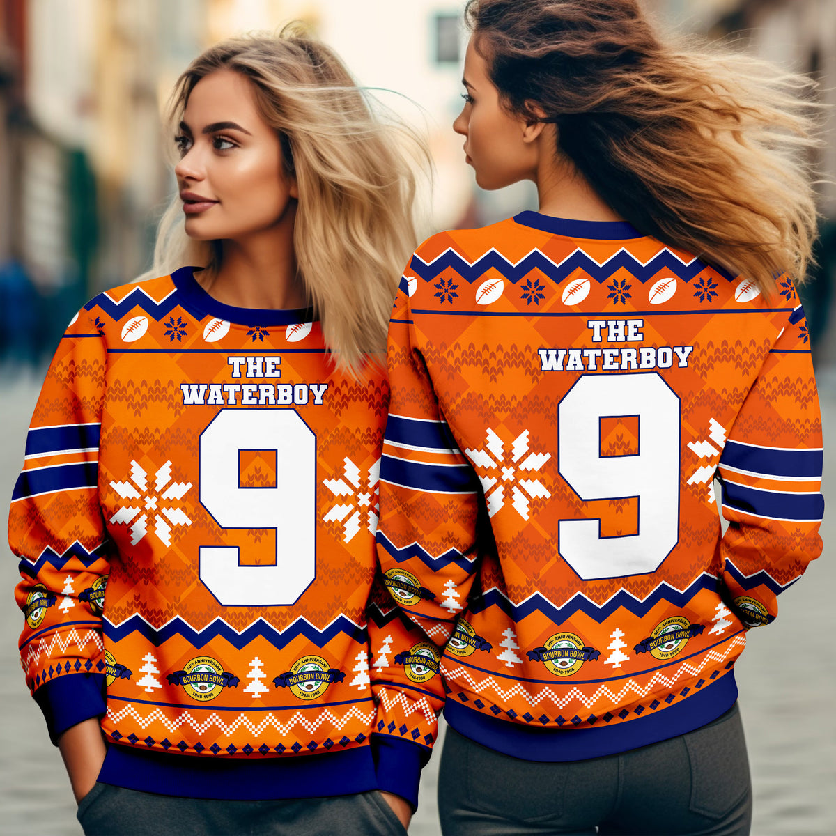 Bobby Boucher The Waterboy Ugly Christmas Sweater - Funny Number 9 Knit Print
