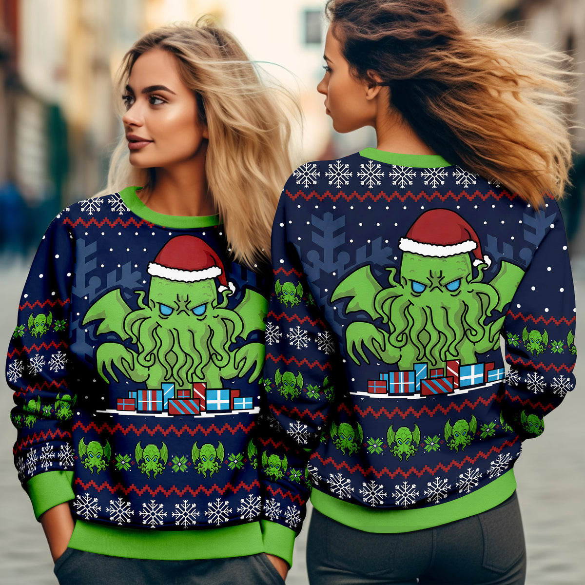 Cthulhu Ugly Christmas Sweater - Funny Call of Christmas Holiday Knit Print