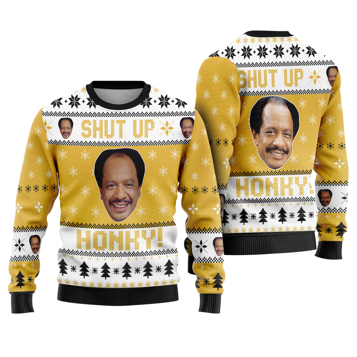 Sherman Hemsley Shut Up Honky Ugly Christmas Sweater - Funny Classic TV Knit Print