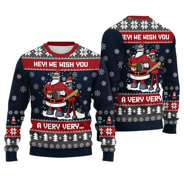 Futurama Ugly Christmas Sweater - Funny Santa Bot and Bender Holiday Knit Print
