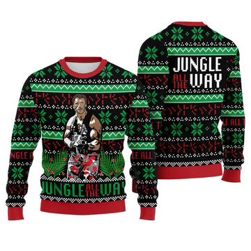 Arnold Schwarzenegger Jingle All The Way Ugly Christmas Sweater - Funny Action Movie Knit Print