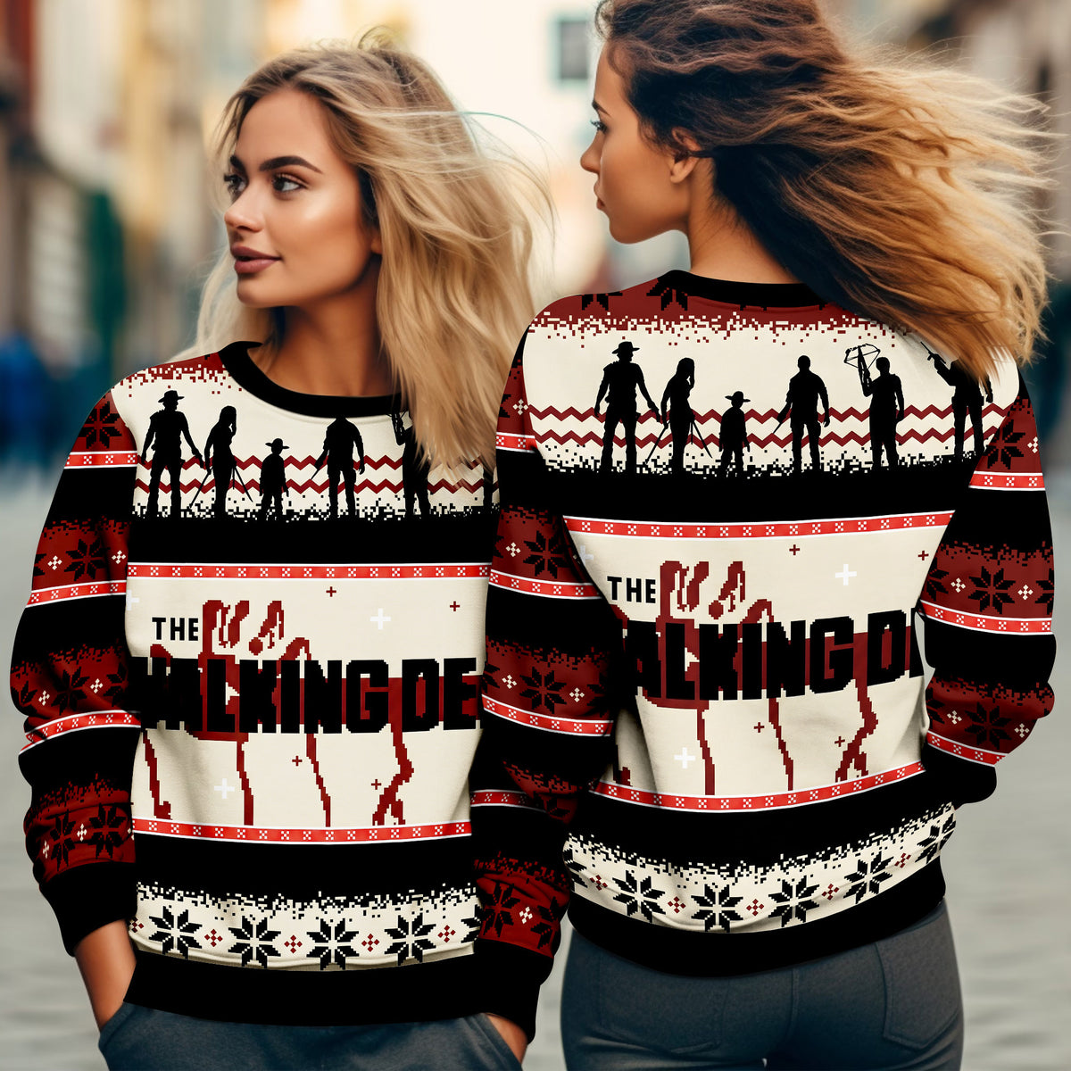 The Walking Dead Ugly Christmas Sweater - Zombie Holiday for Horror Knit Print