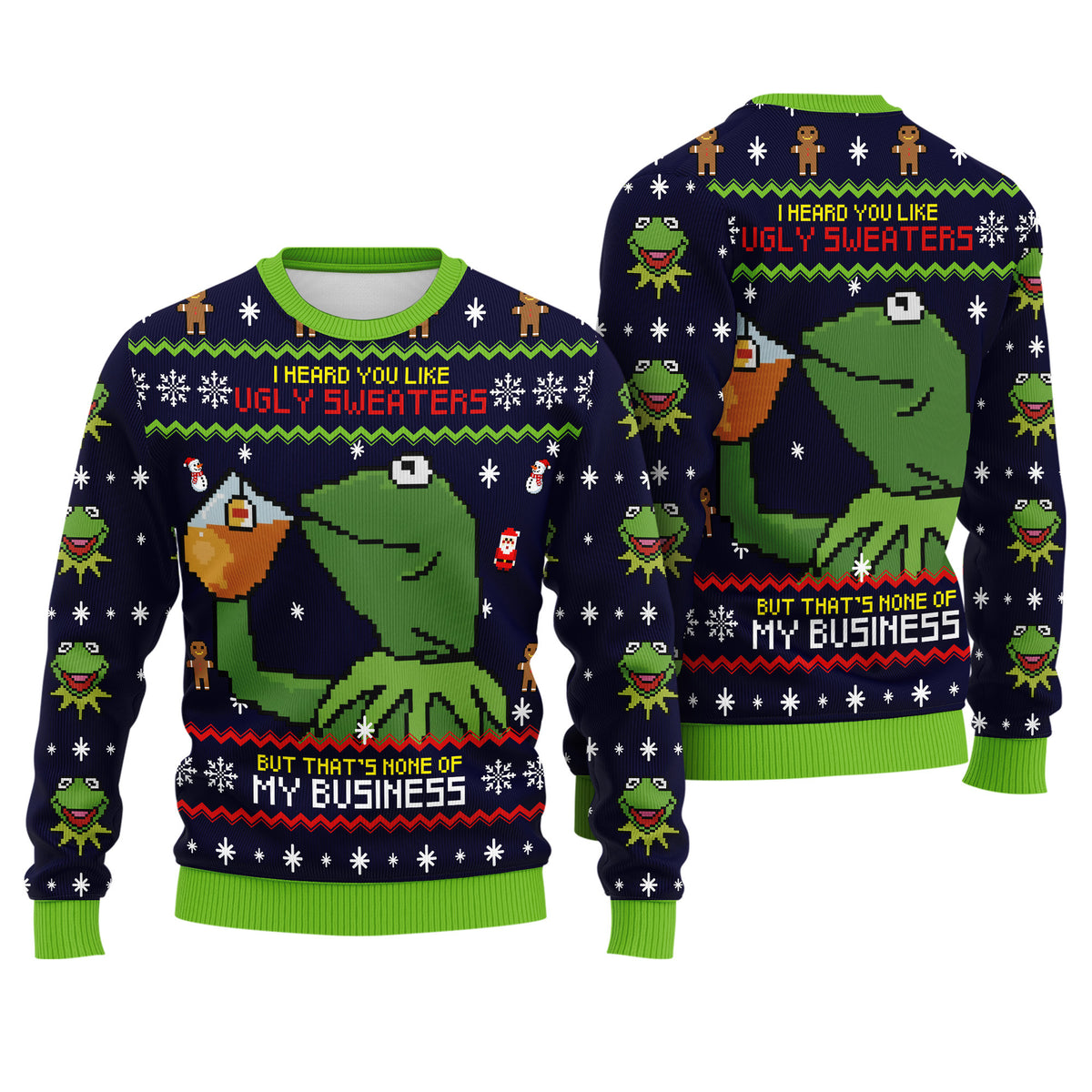 Kermit the Frog I Heard You Like Ugly Christmas Sweaters - Funny Holiday Knit Print
