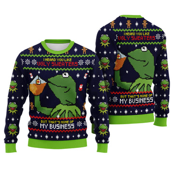 Kermit the Frog I Heard You Like Ugly Christmas Sweaters - Funny Holiday Knit Print